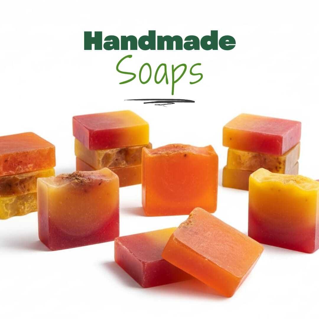 Handmade herbal soap bars with natural ingredients